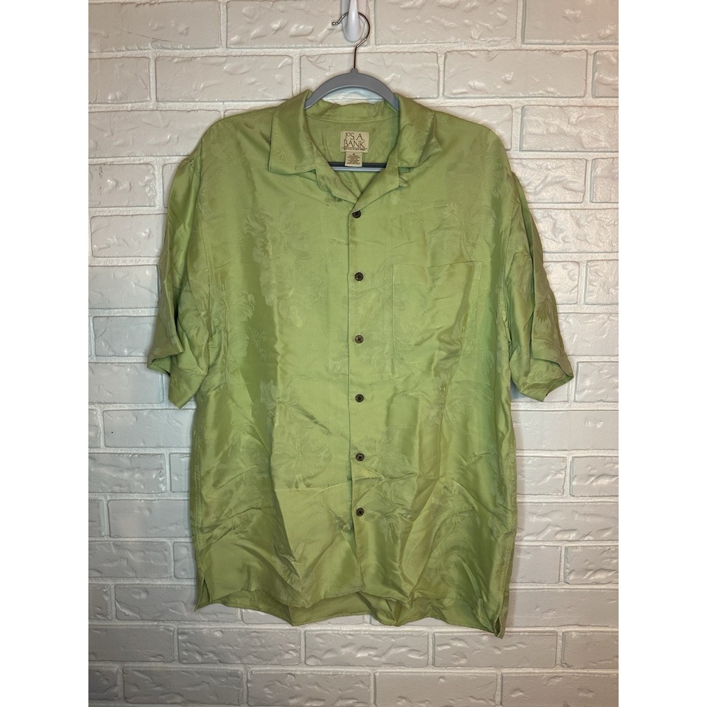 Jos A Bank Green Silk Blend Button Down Shirt Size M Miami Dexter Vibes